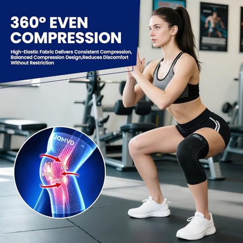 JOMVD Knee Compression Sleeve for Arthritis Pain – Knee Brace for Knee Pain Relief, Meniscus Tear, Inflammation, Circulation, Swelling & Injury Recovery – Anti-Slip Breathable Support for Women & Men,Medium - color: Black, size: Medium