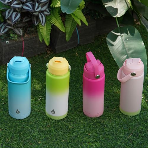 BJPKPK Insulated Water Bottle with Straw Lid, 12oz Thermo Water Bottles with Soft Nozzle, Flex Handle & Non-slip Boot, BPA Free Leak Proof Stainless Steel Metal Thermo, Tumblers, Cups,Cherry - color: Cherry, size: 12 Ounces