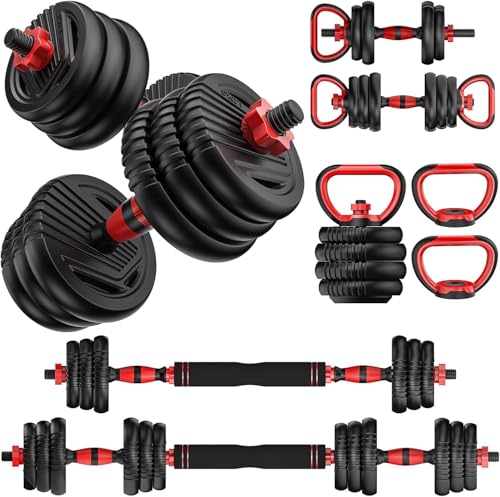 Adjustable Dumbbell set,20/30/45/70/90lbs Free Weight Set | 5 in1 Dumbbell Set with Connector,Used as Barbell,Kettlebells,Push up Stand,Fitness Exercises for Home Gym Suitable Men/Women - style: 45LB(22.5LB Pair)