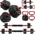 Adjustable Dumbbell set,20/30/45/70/90lbs Free Weight Set | 5 in1 Dumbbell Set with Connector,Used as Barbell,Kettlebells,Push up Stand,Fitness Exercises for Home Gym Suitable Men/Women - style: 20LB(10LB Pair)