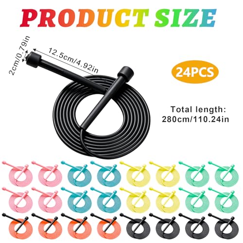 YYDYTTKX Adjustable Jump Rope Bulk, 9.2 ft Tangle-Free Speed Skipping Rope for workouts, group training, teams, family and Gym Class - color: Multicolor, size: 24