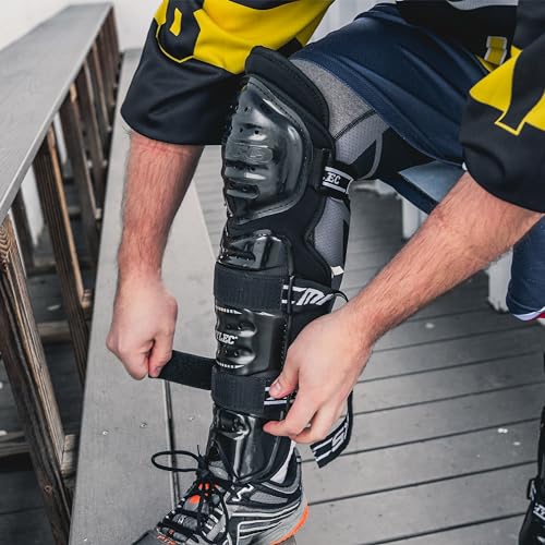 MyLec MK5 Street/DEK Shin Pad, Lightweight & Durable Hockey Accessories, 360° Straps, Hard Front Shells, Breathable Material, Metatarsal Padding Ice Hockey Shin Guards, Foam Rubber - color: Black, size: 9"