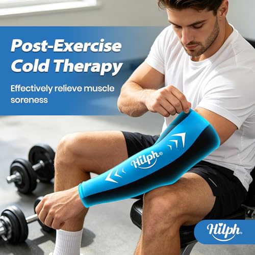Hilph Full Arm Elbow Ice Pack Sleeve for Pitchers, Extended-Length Design | Reusable Hot & Cold Compression Gel Ice Wrap for Tennis Elbow, Golfers Arm, Bursitis, Tendonitis, Carpal Tunnel, Medium - size: Medium