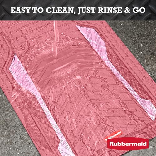 Rubbermaid Car Floor Mat, Heavy Duty All-Weather Car Mats Full Set with Dual-Tone Pink and Sliver Aluminum Inserts – Universal Fit, Anti-Slip Backing, Trim-to-Fit for Most SUV, Sedan, Van - color: Pink & Silver