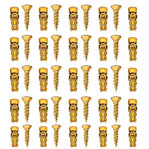 6×14mm Short Expansion Screw Set,Door Hinge Thread Repair Screws,Wall Anchors Screws Fit 6mm Holes for Tile Stone Wood Door,30PCS