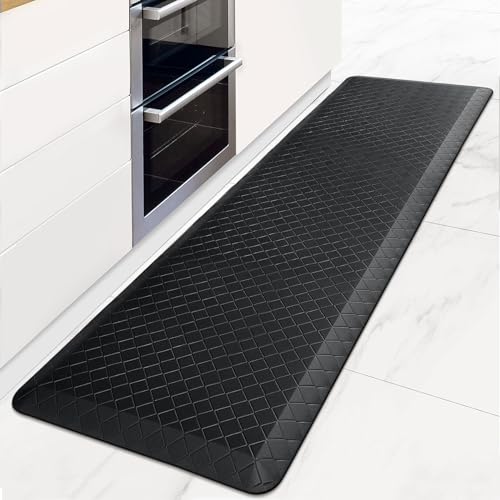 HappyTrends Kitchen Floor Mat - 4/5 Inch Thick Anti-Fatigue Kitchen Rug,Waterproof Non-Slip Kitchen Mats and Rugs Heavy Duty Ergonomic Comfort Rug for Kitchen,Office,Sink,Laundry,(22"x72", Black) - color: Black, size: 72"L x 22"W x 0.8"Th