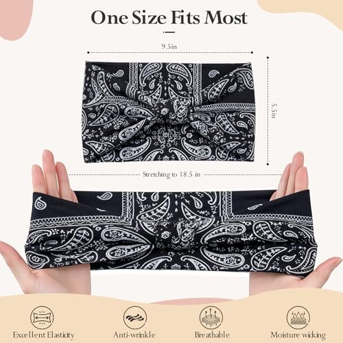 HSEM Headbands for Women 6-Pack – Wide Elastic Non-Slip Hair Bands – Thick Soft Knotted Sports Stretchy Sweatbands for Washing Face, Makeup, Workout, Running, Spa & Fashion, Water Drop - color: X-Colorful-2-8