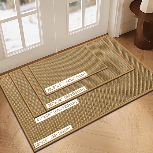 LEKEEPGO Door Mat 24"x36", Non Slip Door Mat Indoor Entrance, Rubber Backing Front Indoor Door mats Washable Absorbent Doormat Low-Profile Entryway Entry Resist Dirt Inside Door Mats, Light Brown - color: Light Brown, size: 2' X 3' (Rectangular)