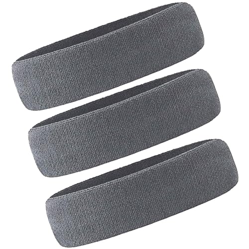 3 Pack Men & Women Sports Sweatbands Headbands - color: Grey-3pcs