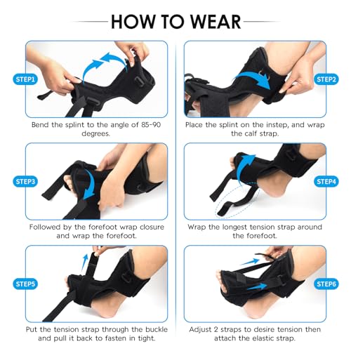 Plantar Fasciitis Brace Night Splint with Soft Memory Foam Pad: 2 Packs Upgraded For Achilles Tendonitis Relief Foot Drop Heel Arch Ankle Pain Support for Women Men