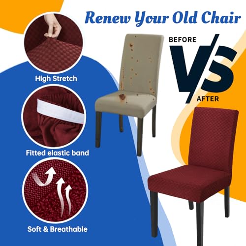 YEMYHOM 2 Packs Latest Checkered Dining Chair Slipcover Parsons Chair Furniture Protector Stretch Chair Covers for Dining Room, Restaurant, Kitchen, Party (Christmas Wine Red) - color: Christmas Wine Red, size: 2 Packs - Dining Chair