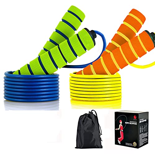 Jump Rope, Jump Ropes for Kids, 2 Pack Kids Jump Rope Lightweight &Adjustable &Durable jumping rope for Fitness-Speed Jump Rope for Women Men Youth, Foam Grips Handles for, Workout - color: Green+Orange