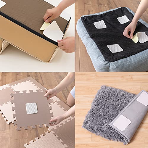 Rug Pad Gripper for Hardwood Floor Non-Slip Vacuum Tech Invisible Carpet Gripper Pads Self Adhesive Carpet Grips for Tile Washable Cuttable Rug Corner Grippers 4Pcs - size: 4 PCS