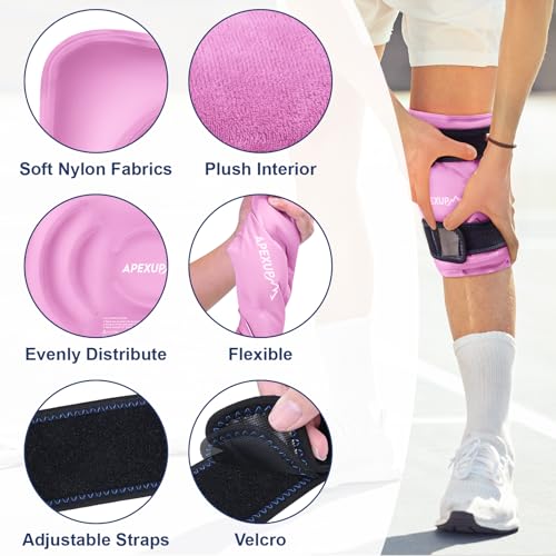 APEXUP Ice Pack for Knee Pain Relief, Large Reusable Wrap After Surgery, Flexible Gel Cold Pack for Injuries, Pain Relief for Back, Shoulder, Elbow, Ankle and Leg (Pink, L, 1PK) - size: Large-1PK, style: Pink