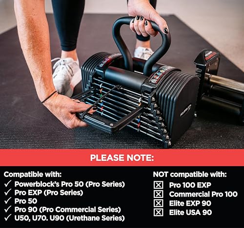 PowerBlock Pro Series Kettlebell Handle – Compatible Pro Series Dumbbells, Strength Training Accessory, for Home Gym & Commercial Use, Workout Equipment, Black