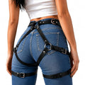 Women's garter belt Leather Thigh harness Punk Leg Belts lingerie Bar Carnival Party Cosplay outfits Accessories - color: Black3