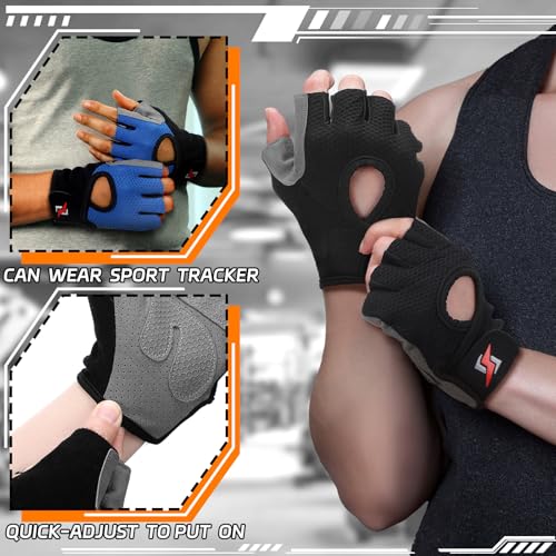 Fourluoo 3 Pairs Weight Lifting Gloves for Men Women, Gym Workout Gloves with Full Palm Protection, Breathable Anti-Slip Fitness Glove for Training, Cycling, Pull-ups, Medium - style: Dark Style