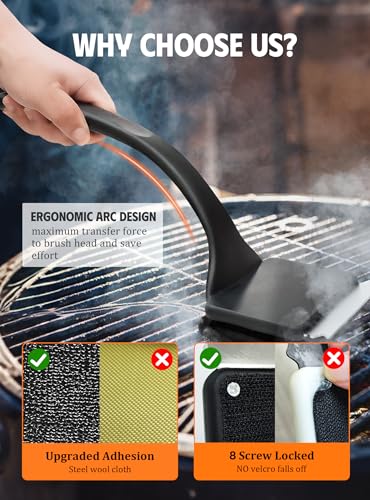 MEKER Grill Brush Bristle Replacement Pad, Ultra Safe Cleaning, Grill Cleaner Pad, Grill Brush Replacement Pad, 4 PCS - color: Black-4 Pads