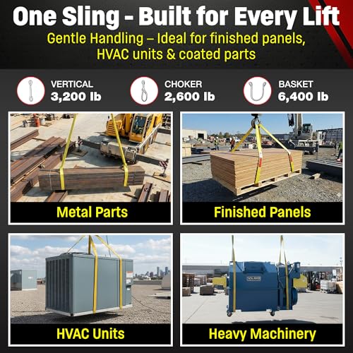 DD Sling 1 Inch x 8 Foot Nylon Lifting Sling – USA Made, 3,200 lb Vertical, 2,600 lb Choker, 6,400 lb Basket – 2-Ply Heavy Duty 900 Webbing, Type 4 Twisted Eye & Eye Rigging Sling, Safety Orange - size: 1" x 8'