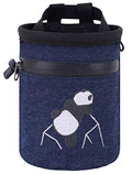AMC Rock Climbing Panda Embroidered Chalk Bag with Zipper Pocket - color: Denim Blue