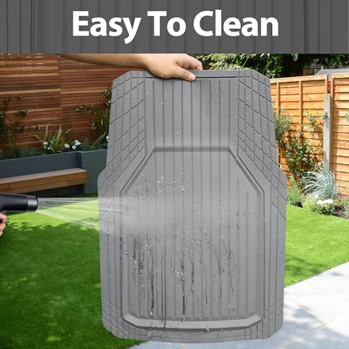 CAR PASS Heavy Duty Rubber Floor Mats for Car, Waterproof Liner Deep Dish Car Mats Full Sets, Universal Trim to Fit for SUV Truck Sedans Vans, All Weather Automotive Floor Mats 3pcs, Solid Gray - color: GRAY