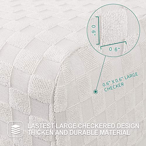 YEMYHOM 1 Piece Stretch Wingback Chair Slipcover Latest Jacquard Design Wing Chair Cover Non Slip Furniture Protector with Foam Rods for Living Room (Wing Chair, White) - color: White, size: 1 Pack - Wing Chair