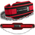 Gymreapers Dip Belt With Chain For Weightlifting, Pull Ups, Dips - Heavy Duty Steel Chain For Added Weight Training - color: Red