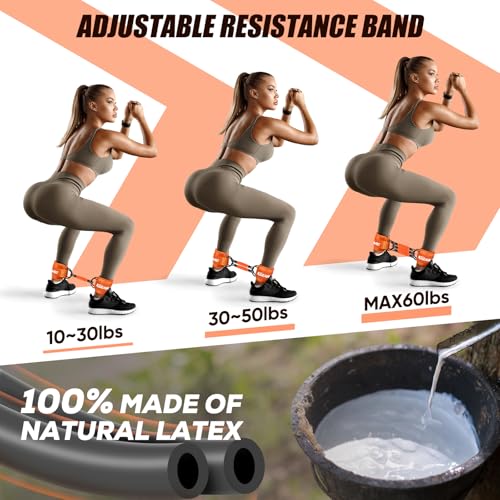 KUZARO Ankle Resistance Bands with Cuffs, Ankle Weights Bands for Working Out, Women Leg and Glutes Workout Equipment, Exercise Bands for Kickbacks, Butt and Booty Trainer, Home Gym Fitness Equipment - color: Orange