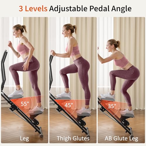 MOMODA Stair Stepper Resistance Adjustable Folding Vertical Climber Machine for Home Gym Full-Body Workout - color: Black