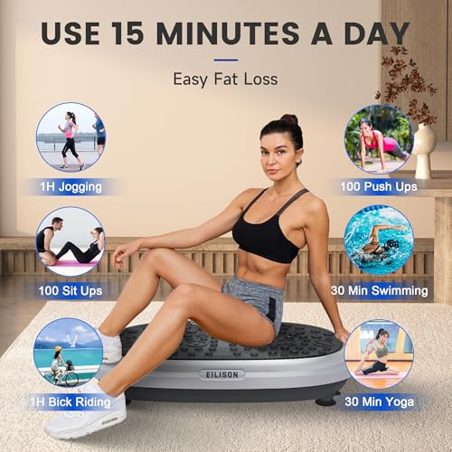 EILISON FitMaxx 3D XL Vibration Plate Exercise Machine - Whole Body Workout Vibration Platform w/Loop Bands - Lymphatic Drainage Machine for Weight Loss, Shaping, Recovery