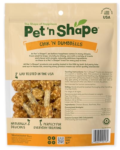 Pet 'n Shape Chik 'n Rice Dumbbells - Natural Dog Treats, Chicken, 1 Pound - size: 1 Pound (Pack of 1)