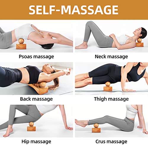Psoas Release Tool,Neck Back Psoas Hip Hook Stretcher,Wood Therapy Massage Tools,with Adjustable 6 Massage Heads - color: Nature Color