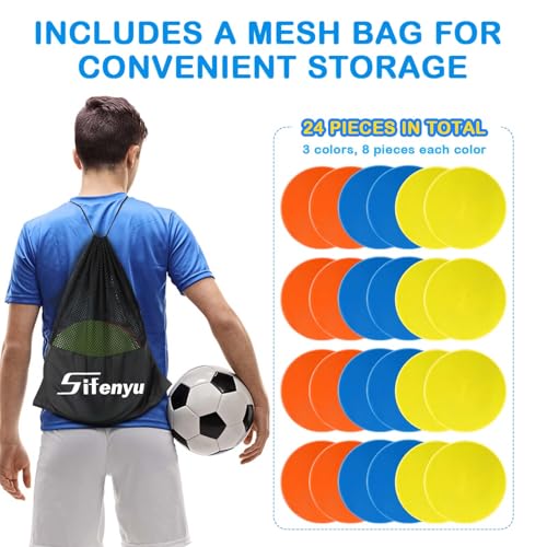 Spot Markers 4inch 9inch Rubber Agility Dots Flat Cones Non Slip Sports Dots Floor Spots Agility Markers for Kids Soccer Football Basketball Speed Agility Training - style: 24pcs (3Colors) 9inch