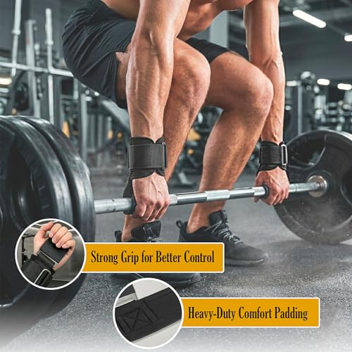 Weight Lifting Hooks (Pair) 600 lbs Capacity, Heavy Duty Wrist Straps with Padded Grip Support for Deadlifts, Pull Ups, Rows & Shrugs, Gym Hooks for Men & Women with Gym Towel