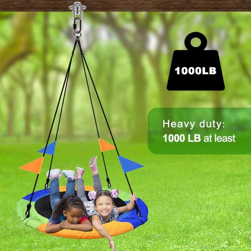 SELEWARE 360° Swivel Hanger with Bearing & Carabiner, Heavy Duty Hook for Tire and Saucer Swings, Indoor Outdoor Playground Hardware Accessories - color: Bearing Swing Hanger, 1 Pack