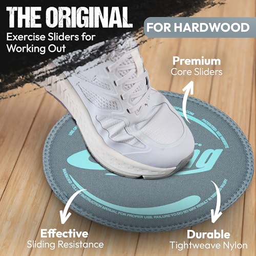 Gliding 9” Sliders for Working Out on Hardwood/Tile Floors, 1 Pair 4 Videos | The Original Exercise Sliders Disc for Full Body Fitness, Pilates, Core, Physical Therapy and Resistance Workouts - color: Grey (Hardwood)