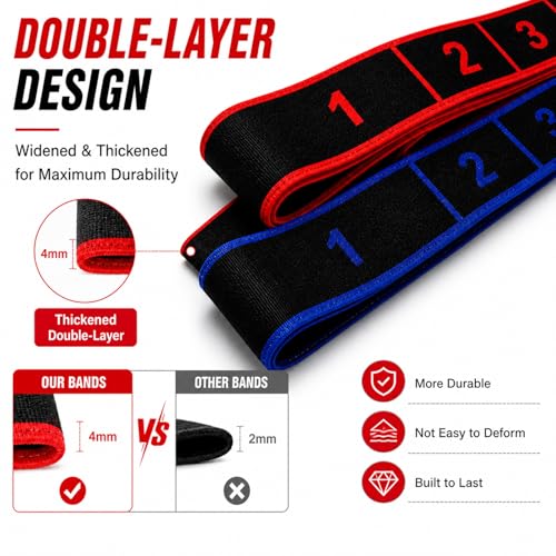 8-Section Resistance Bands with Handles – Latex-Free Portable Exercise Bands for Yoga, Pilates, Stretching & Full-Body Strength Training, Fitness Bands for Men & Women