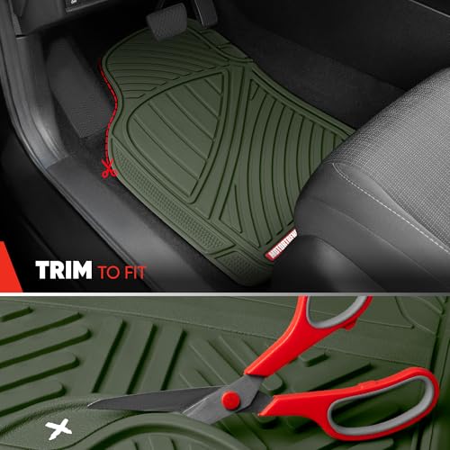 Motor Trend FlexTough Performance All Weather Rubber Car Floor Mats - 3 Piece Floor Mats Automotive Liners for Cars Truck SUV, Heavy-Duty Waterproof (Green) - color: Green