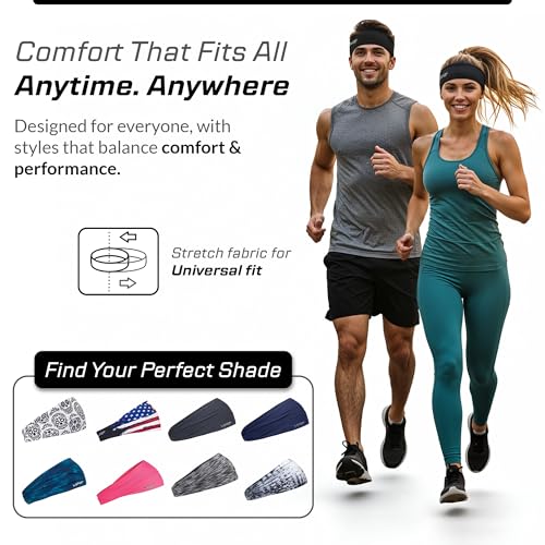 Halo Headband Bandit - 4" Wide Pullover Sweatband Running Headband Men Women Absorbent Soft Comfortable.Channels Sweat Out of Your Eyes Keeps Hair in Place No-Slip - color: ICE