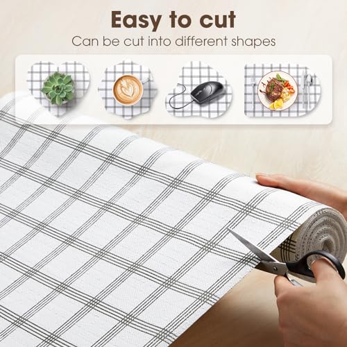 Drawer and Shelf Liner, Non-Slip Kitchen Cabinet Liners Non-Adhesive Thick Strong Grip Waterproof Washable Mats Protect Dresser Shelves Cupboard Bathroom Cabinets, White Stripes, 12 in X 10 FT - color: White Stripes, size: 11.8"W x 118"L