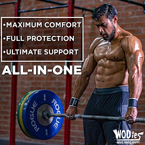 JerkFit WODies Gymnastics & Weightlifting Grips with Wrist Wraps – 3 Hole Versatile Gym Gloves for Pull Ups, Gym Training & Cross Training – Hand Grips Palm Protector for Men & Women - color: Green Camo, size: Small 3”- 3.5”