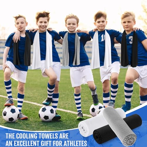 Hosuly 30 Pack Cooling Towels, 40"x12" Ice Breathable Soft Chilly Sweat Rag Microfiber Workout Rags for Gym Cooling Towels for Neck and Face for Yoga Golf Sport Running - color: Black, White, Light Gray