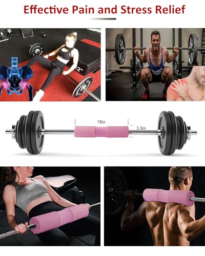 Barbell Squat Pad Set- Nylon Padding AntiSlip- Thick Foam Barbell Pad for Squats Cushion,Lunges&Bar Padding for Hip Thrusts -Standard Olympic Weight Bar Pad (Wrist Straps Weightlifting-Ankle Straps) - color: Pink