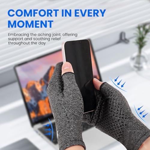 Compression Gloves Arthritis Gloves for Women for Pain,Fingerless Compression Wrap for Hand Pain and Osteoarthritis，Anti-Slip，Unisex,S,DarkGrey - color: Darkgrey, size: Small