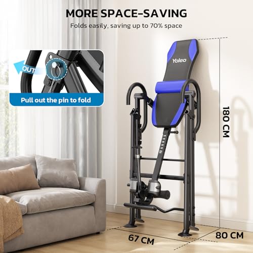 YOLEO Gravity Inversion Table for Back Pain Relief 2026 New Inversion Table w/Lumbar Support Easy to Assemble Back Stretcher Machine 300 lbs - color: Grayish Blue