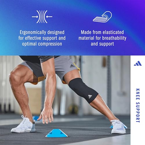 adidas Knee Support Sleeve - Knee Sleeve for Support, Training, and Competitions - Ergonomic Design, Elastic Nylon Blend - Durable and Breathable - For all Fitness Levels - Large - size: Large, style: adidas Knee Support