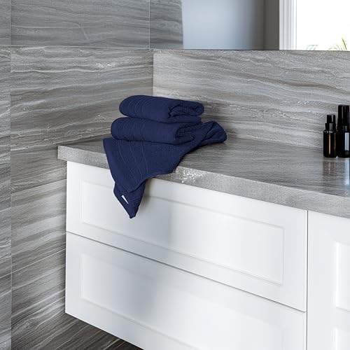 Tens Towels Pack of 6 Hand Towels, 100% Cotton, Lighter Weight, Quick to Dry, 16 x 28 Inches, Super Soft & Absorbent, Perfect for Bathroom & Kitchen, Navy - color: Navy