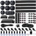 N NOROCME 192 PCS Cable Management Kit 4 Wire Organizer Sleeve | 11 Cable Holder,35Cord Clips 10+2 Roll Cable Organizer Straps,100 Fastening Cable Ties,for Computer TV Under Desk