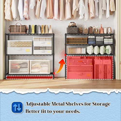 3- Shelf Metal Shelving Unit 35.6Wx14Dx36H,Adjustable Storage Shelves Heavy Duty Garage Steel Shelving for Office,Wire Rack Small Shelf for Kitchen Shelves Laundry Bathroom Pantry Closet Black,2pc - size: Black-35.6"Wx14"Dx36"H（2P）
