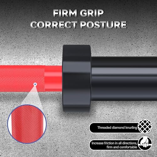 7 ft Barbell Bar - 1500LBS Capacity 2 Inch Weight Bar for Weightlifting/Powerlifting/Strength Training - Heavy Duty & 28 mm Knurled Grip for Squat, Deadlift, Bench Press - color: Red